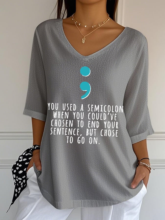 Women's Mental Health Print Casual Top